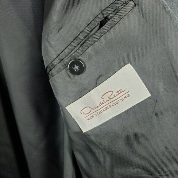 Oscar de‎ la Renta Pinstripe Blazer Jacket Men's Size 43L Dark Gray - Picture 6 of 8